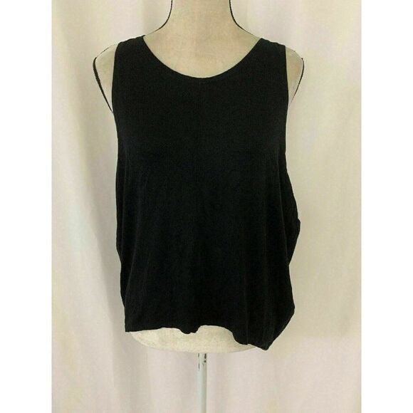 Zara Womens Solid Black Scoop Neck Oversized Tank Top Viscose Medium - Picture 1 of 6